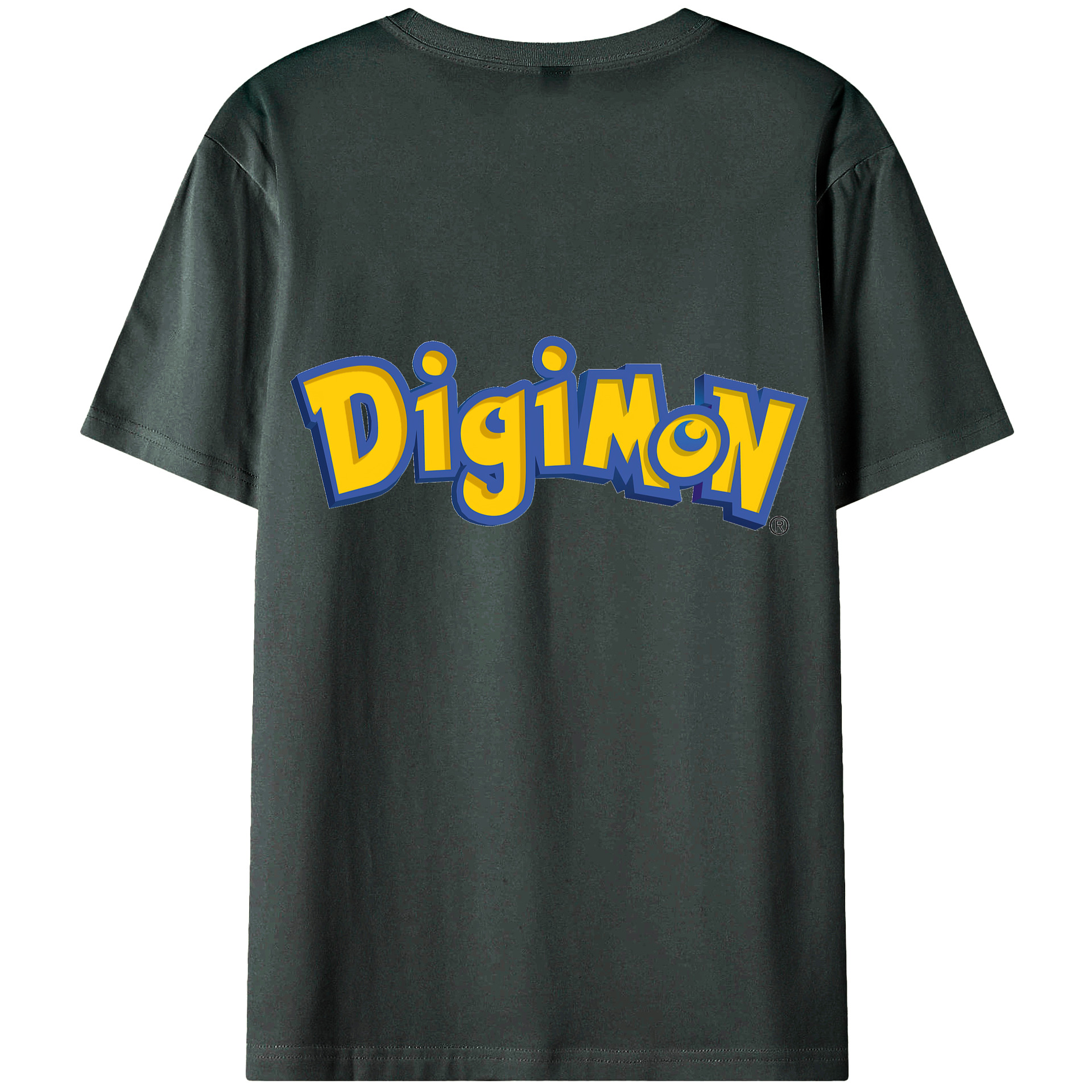 （画像用） Digimon デジタルモンスター/デジモン 綿100％ メンズ半袖Tシャツ（バックプリント） 通気性